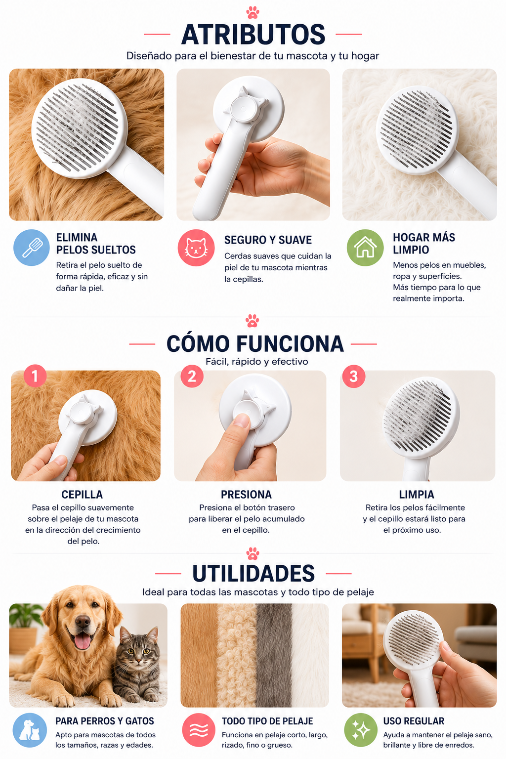Cepillo Removedor Pelo de Mascotas