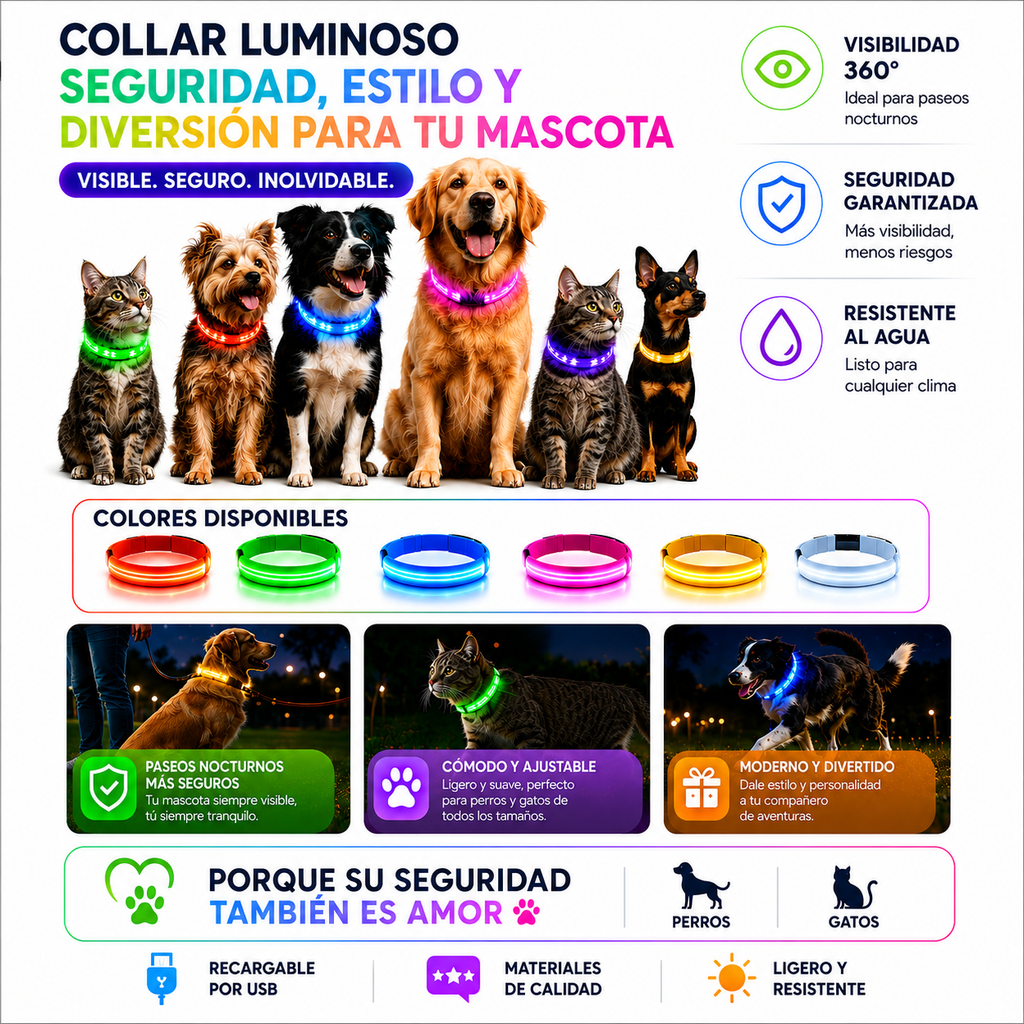 Collar Luminoso LED Recargable